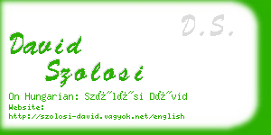 david szolosi business card